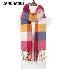 Модный бренд длинный зимний шарф женский роскошный дизайн клетчатый узор шарф шали с бахромой женский зимний шарф шаль подарок на день рождения