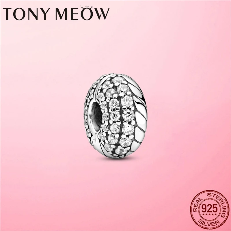 

Clip 925 Sterling Silver Zircon CZ Pave Snake Chain Pattern Clip Stopper Charm fit Pandora Bracelet Silver 925 Jewelry Making