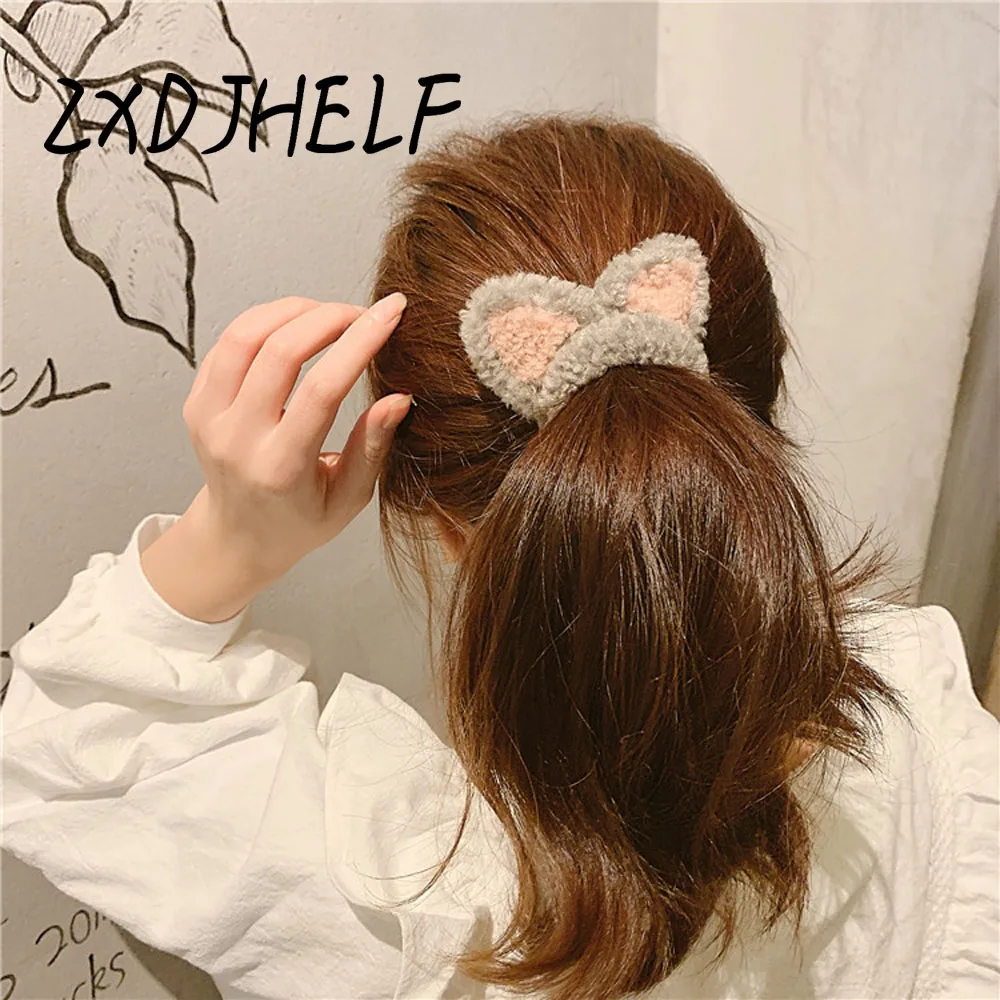 ZXDJHELF Cute Plush Elastic Hair Band For Hair Accessories Simple Cartoon Women Rubber Band Mujer Scrunchie Ponytail Holder F576