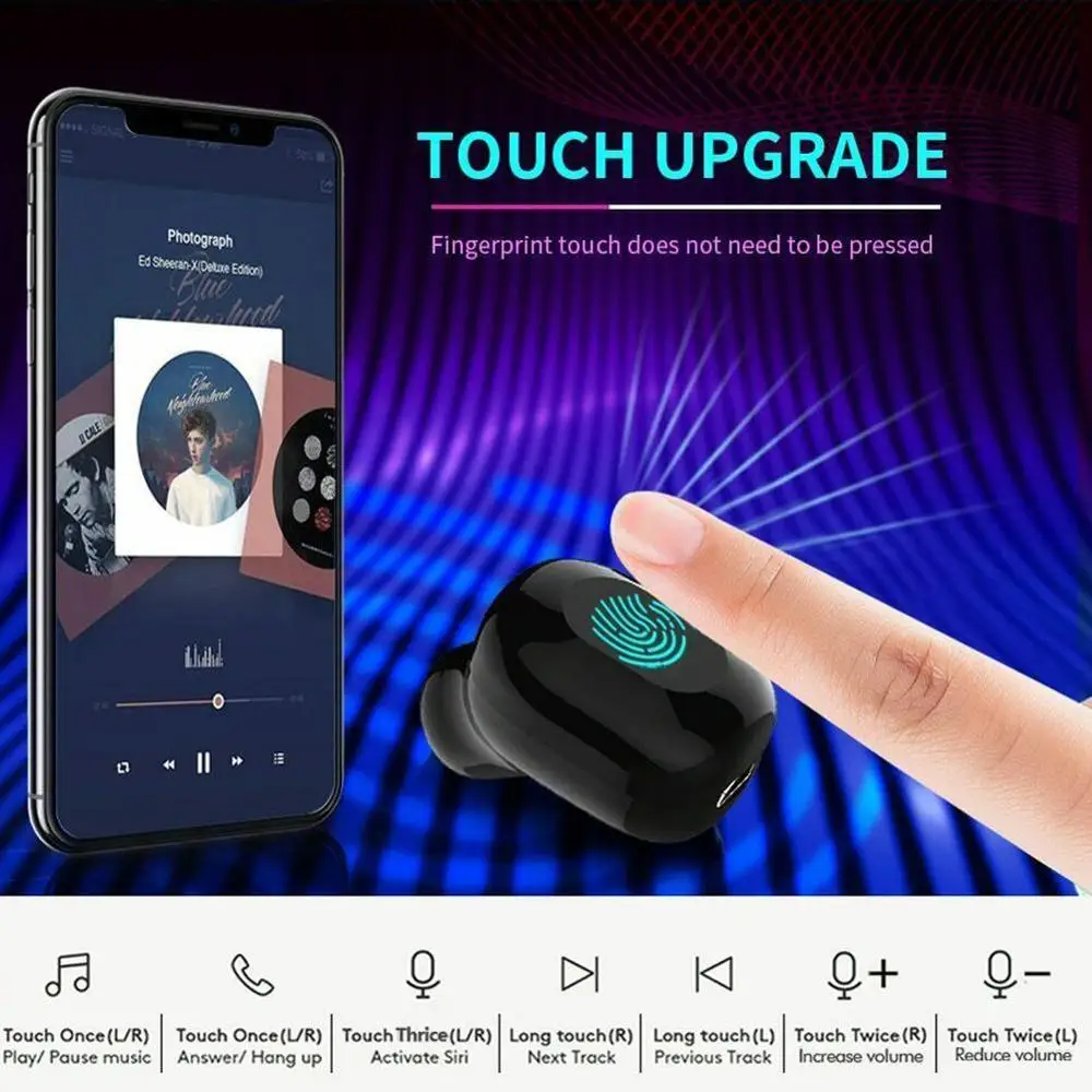 Мини беспроводные Bluetooth наушники в ухо, Спортивная гарнитура с микрофоном, наушники-вкладыши, зарядная коробка для IPhone XR 8