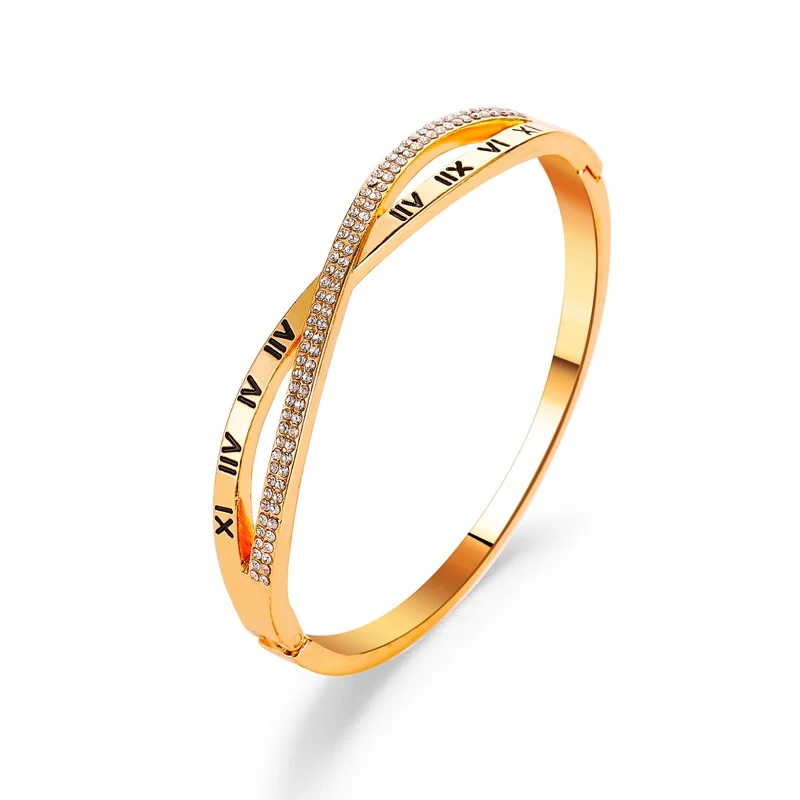 Women's Bracelet Silver Color Gold Bangles Rose Gold Rhinestone Bracelet Cuff