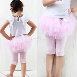 Детская юбка-пачка для девочки, юбка-брюки, леггинсы газовые штаны праздничные юбки с бантом, Одежда для танцев от 0 до 3 лет