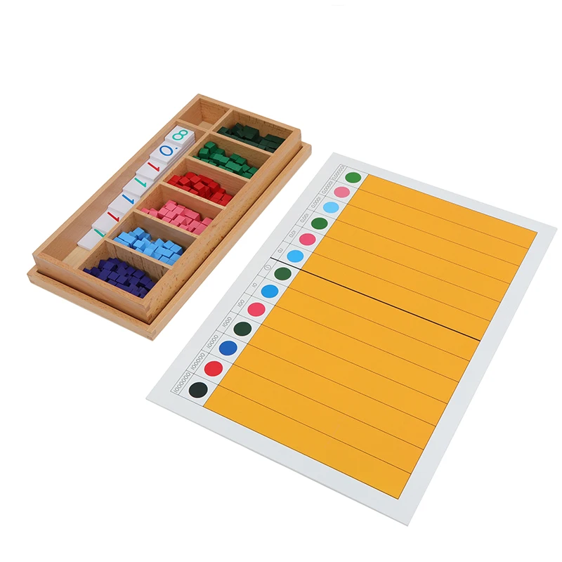 Montessori Decimal Fraction Exercise Wood Cubes/ Board Kids Learning Resource Mathematics Educational Equipment for Primary