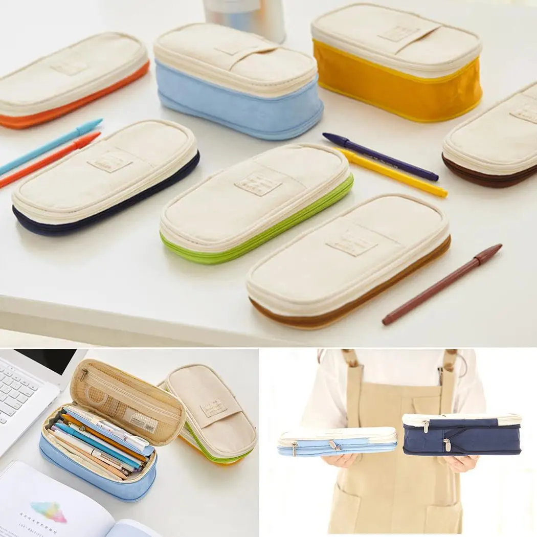 

Large Capacity School Students Girls Organize Zipper Pencil Pen Patchwork Bag
