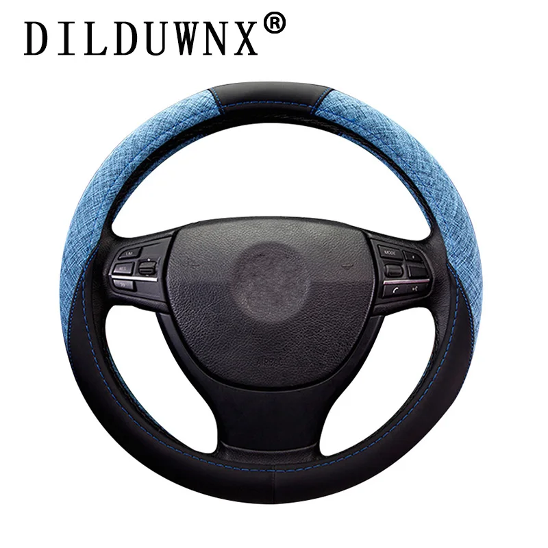 

Fashionable New Embossed Car Steering Wheel Cover Interior Accessories Artificial Leather Steering Wheel Set Auto Accessories