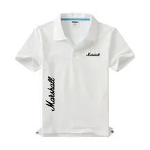 Новая мужская рубашка поло с логотипом Marshall, Высококачественная Мужская хлопковая рубашка с коротким рукавом, брендовые майки