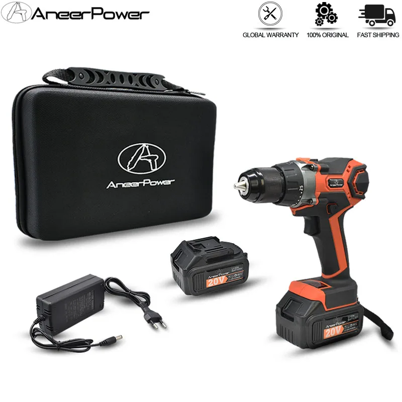 

3Modes Impact Hand Drill Brushless 20V Power Tools Rechargeable Electric Drill Screwdriver 3.0Ah Battery Capacity Cordless Drill