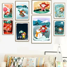 Girl Flower Fishing Leaves Ski Cartoon Wall Art Canvas Painting Nordic Posters And Prints Wall Pictures Baby Kids Room Decor Girl Flower Fishing Leaves Ski Cartoon Wall Art Canvas Painting Nordic Posters And Prints Wall Pictures Baby Kids Room Decor