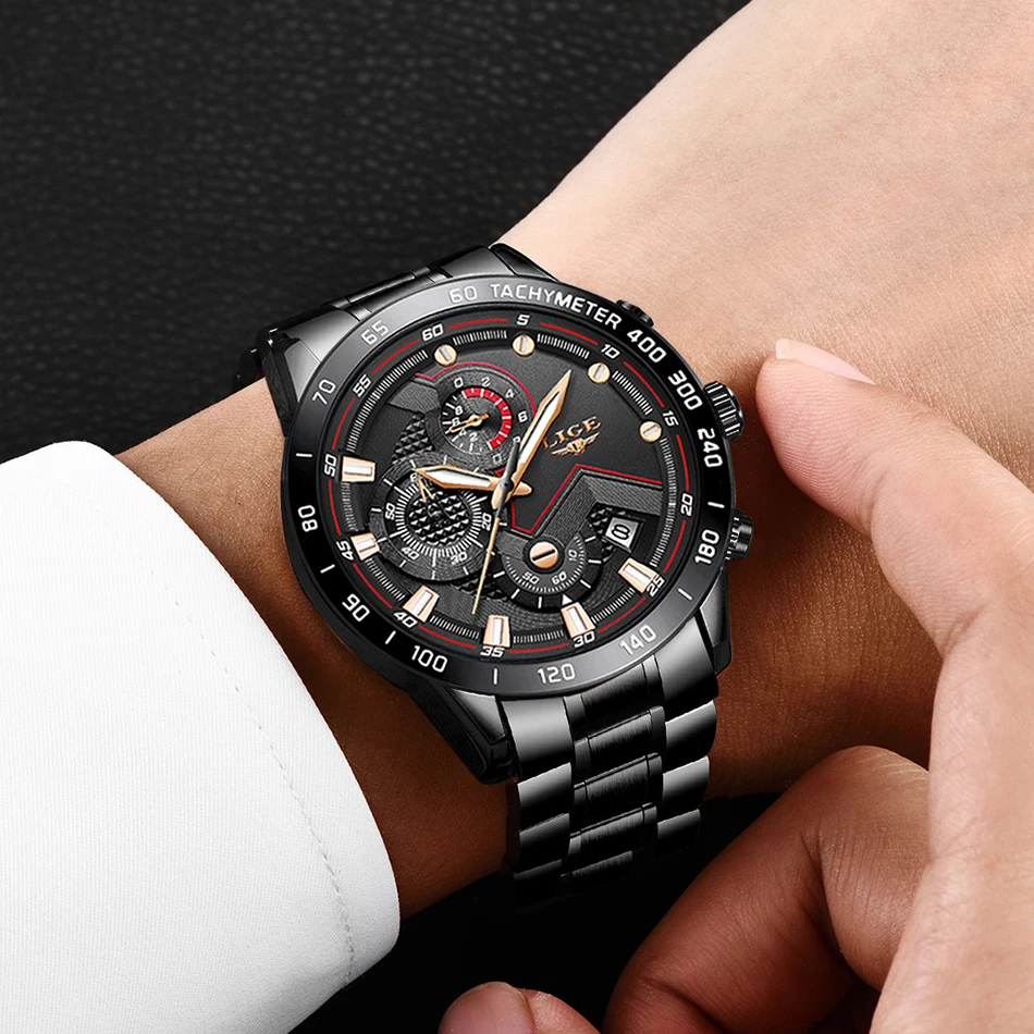 Relogio Masculino LIGE Hot Fashion Mens Watches Top Brand Luxury Wrist Watch Quartz Clock Blue Watch Men Waterproof Chronograph