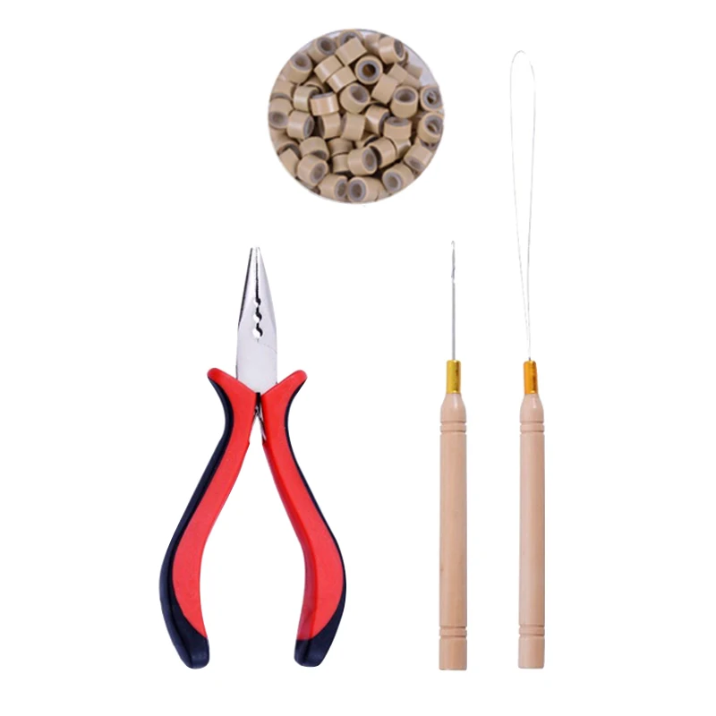HHO-4Pcs/лот 3 отверстия плоскогубцы кольцо прядей для наращивания волос для Тип я острым/наконечник и Перья для волос наращивание волос, инструмент для стильных волос Пан - Цвет: Gray blonde