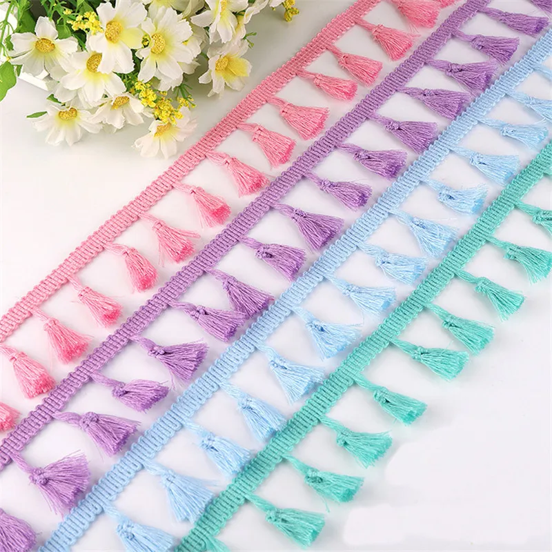 

DIY Lace Tassel Fringe Polyester Cotton Lace Trim Ribbon Latin Dress Stage Garment Curtain Sofa Sewing Decorative 2Yards/Lot