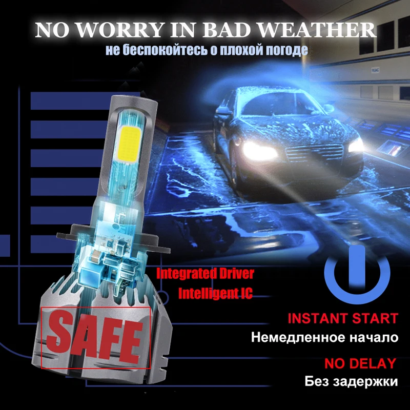 CARCTR H7 светодиодный H4 H1 H11H8 880 H3 9005 9006 автомобилей головной светильник лампы авто светильник 6000K 72W фары для 6000LM Автомобильные фары 12V светодиодный лампы для автомобилей