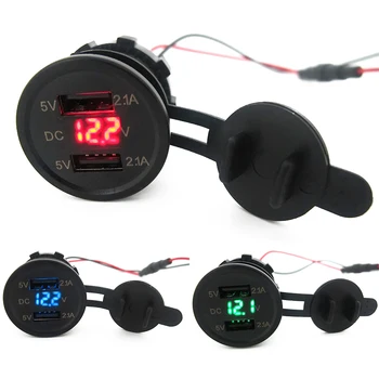 

Motorcycle Car Charger Socket 2.1A Universal Double USB Charger For Auto Truck LED Light Dual USB Socket Charger Power Adapter P