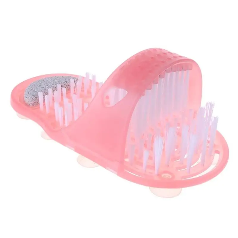 Пластиковые Тапочки для ванной и душа; массажные тапочки для ног; обувь для ванной; щетка для удаления омертвевшей кожи; уход за ногами; пемза; скребок для ног; спа-Душ - Цвет: Розовый