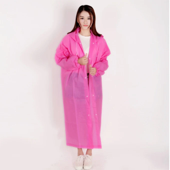 Pink ZQBXJDWFashion EVA мужской и женский плащ Толстый водонепроницаемый плащ пончо пальто для взрослых прозрачный походный плащ с капюшоном комплект - Цвет: Pink