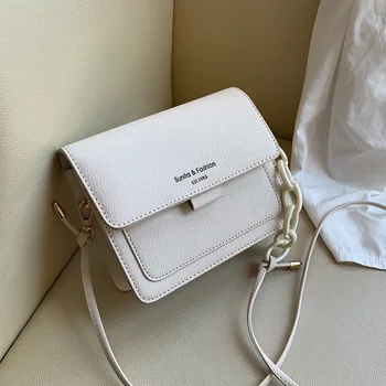 

PU Leather Mini Crossbody Bags for Women New Fashion Contrast Color Female Shoulder Handbag Chain Design Ladies' Travel Flap Bag
