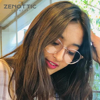 

ZENOTTIC Retro Acetate Glasses Frame For Women Optical Myopia Clear Lens Prescription Eyeglasses Round Spectacle Frames Eyewear