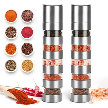 

Multi-layers Pepper Mill Shaker Salt and Peper Grinder Stainless Steel Manual Pepper Mill BBQ Tools Kitchen Cooking Gadgets