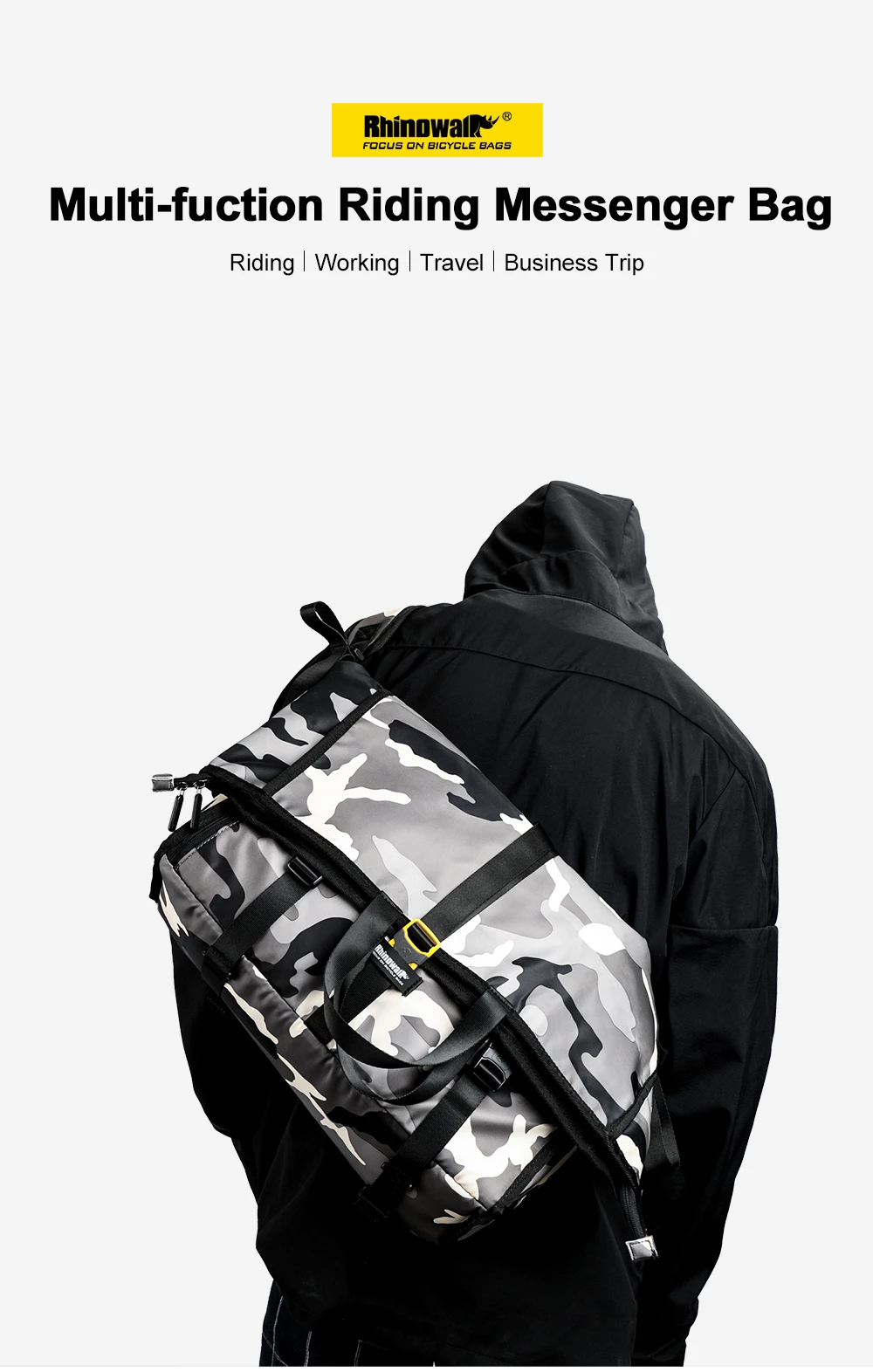 Rhinowalk Camouflage Travel bag Waterproof Men Women Messenger Bag Multifunctional Bicycle Rear Rack Pannier Fitness Bag 18-25L  (1)
