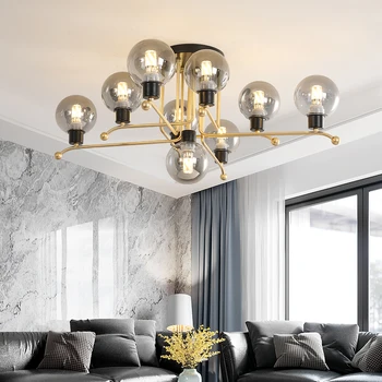 

Nordic Industrial Style LED Ceiling Lights Glass Ceiling Lamp Restaurant Hanging Lamp Living Room Lamp Bedroom Cafe
