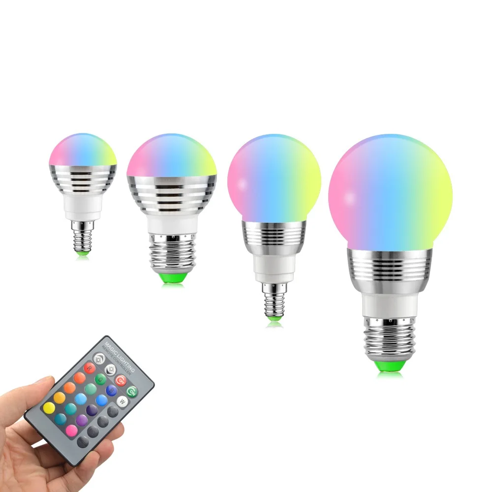 1 шт. Цвет меняющийся прожектор светодиодный RGB лампы E14 E27 дистанционного