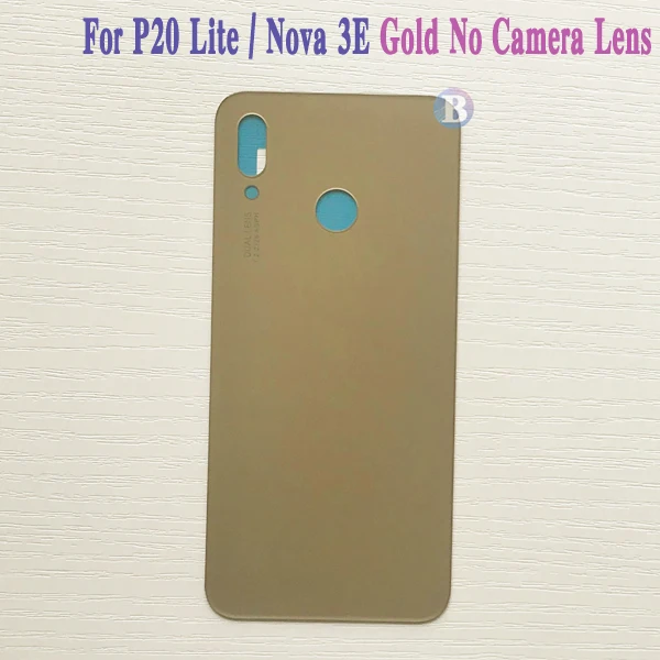 Для huawei P20 Lite корпус крышка батареи дверь задняя крышка стекло с клеем Nova 3E с объективом камеры или без объектива камеры - Цвет: Gold No Lens