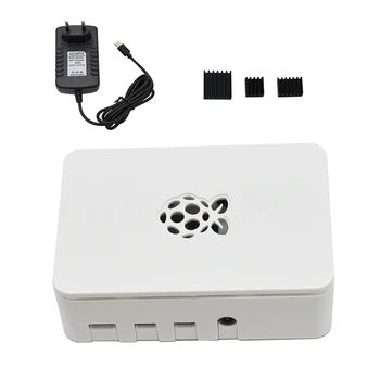

for Raspberry Pi ABS Case Enclosure Box V4 with Heat Sink +5V/3a Power Supply for Raspberry Pi 4B (EU Plug)