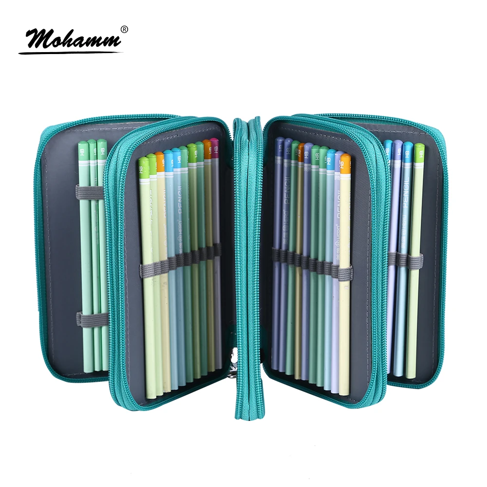 Billige 72 halter 4 Schichten Handliche PU Leder Schule Bleistifte Fall Große Kapazität Farbige Bleistift Tasche Für Studenten Geschenk Kunst Liefert