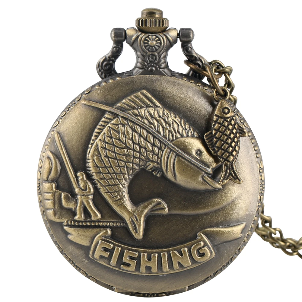 Typical Big Fish Pattern Case Pocket Watch Men Large White Dial Slim Chain Clock Pendant Watches 1