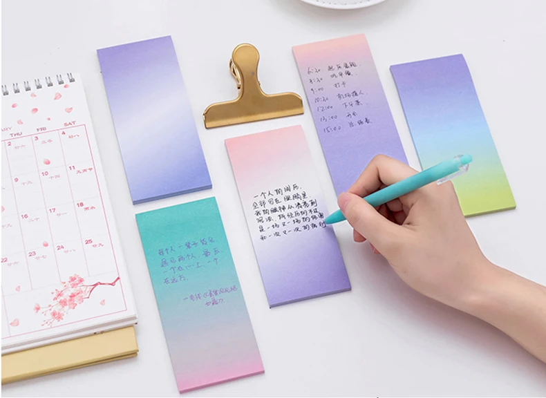 Kawaii градиентный блок Post memo pad липкая бумага для заметок Memopad стикер милый флэш исследование карты канцелярские товары для школы офисные аксессуары