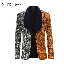 YUNCLOS, однобортный сценический костюм с блестками, мужской свадебный вечерний хип-хоп Блейзер, модный Театральный Костюм с цифровой печатью, блейзер