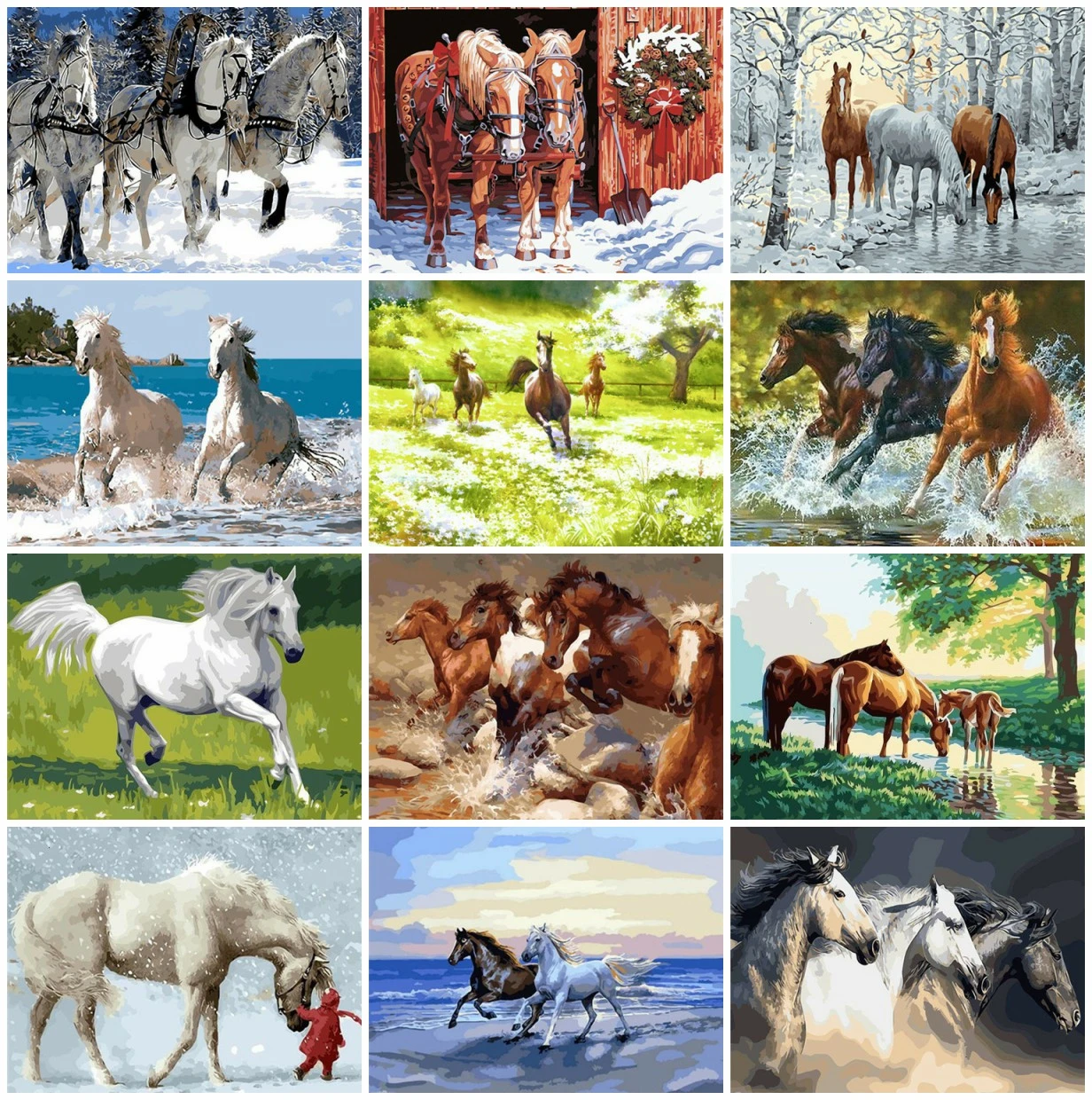 

AZQSD Painting By Numbers Horse Animal Coloring By Numbers Arcylic Oil Painting Hand Paint Kit Home Decor Unframed Decoration