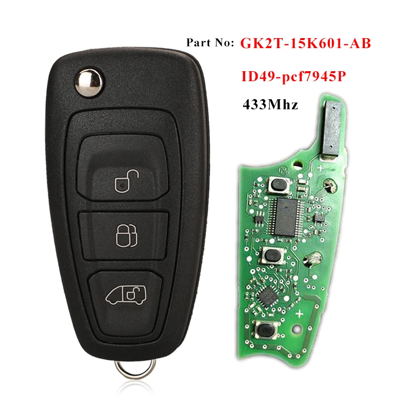 jingyuqin Genuine Parts GK2T-15K601-AB /AA For Ford Transit TOURNEO 2015+ 433MHz ID49 PCF7945P Flip Remote Car Key Fob