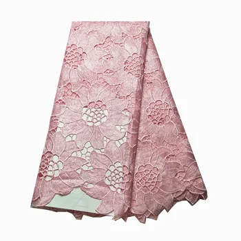 

New Arrival Pink French Lace Fabric Latest Swiss Voile Cord Lace Embroidered Design Party Dress KRL-57545
