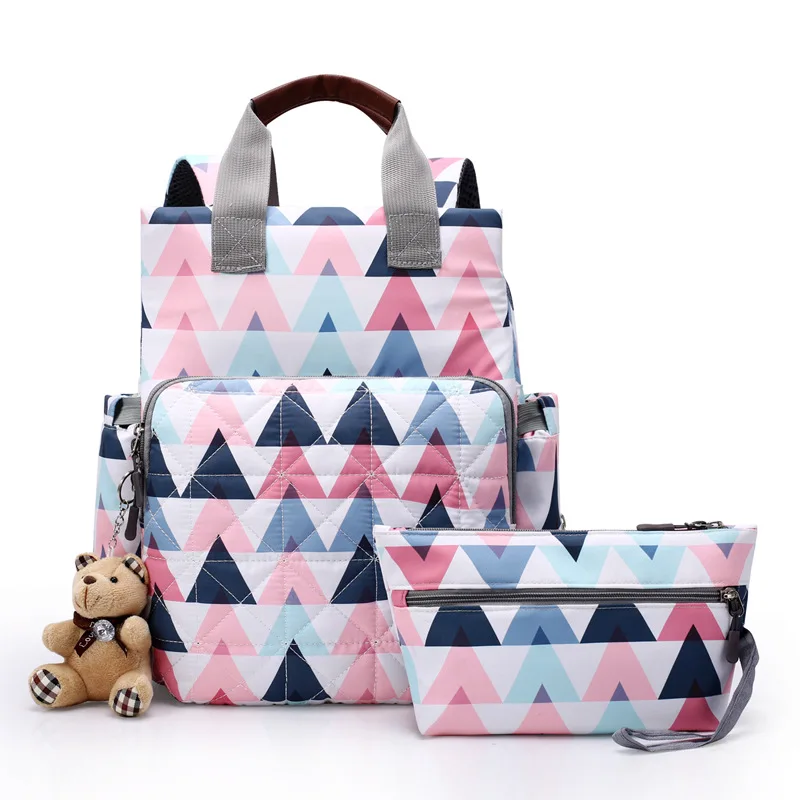 Snailhouse, сумка для подгузников для мам, водонепроницаемая сумка для подгузников, сумка для коляски, рюкзак для путешествий, сумка для кормления с несколькими карманами и принтом для ухода за ребенком - Цвет: Pink