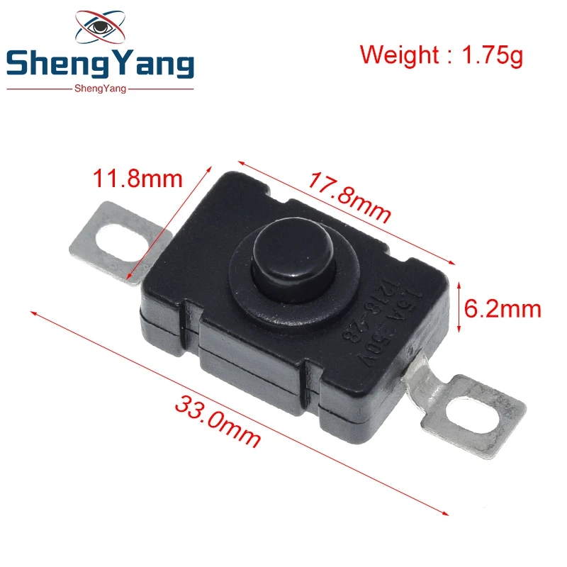 TZT 10/20/50 Stück KAN-28 1,5 A 250 V Taschenlampenschalter, selbstsichernd, SMD-Typ, 18 x 12 mm, Drucktastenschalter 1812-28A – Detail 5