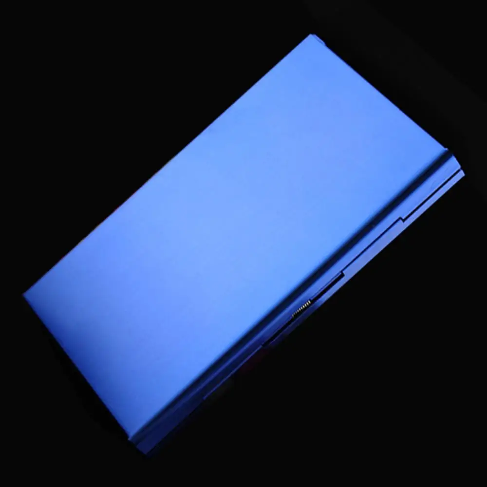 1 шт. портативный карманный размер женский супер тонкий креативный персональный портсигар 20 наклеек Дамская металлическая сигарета Подарочная коробка чехол - Цвет: Blue