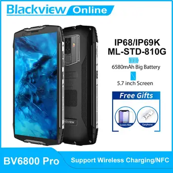 

Blackview Original BV6800 Pro 4GB+64GB 5.7" Waterproof Smartphone 18:9 Screen 6580mAh Android 8.0 Wireless Charging Mobile Phone