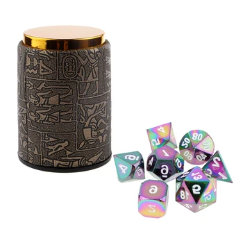

7 Pieces Of Metal Polyhedron Dice Set D4 D6 D8 D10 D12 D20 w/ Dice Cup for Dungeons \u0026 Dragons Dice Table Games