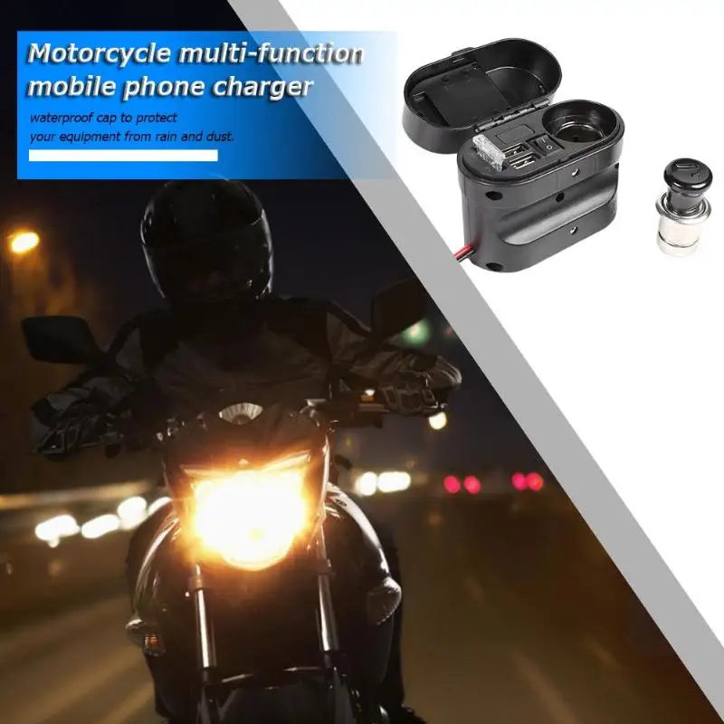 Мотоцикл 12 V-24 V светодиодный вольтметр Dual USB Зарядное устройство адаптер прикуривателя