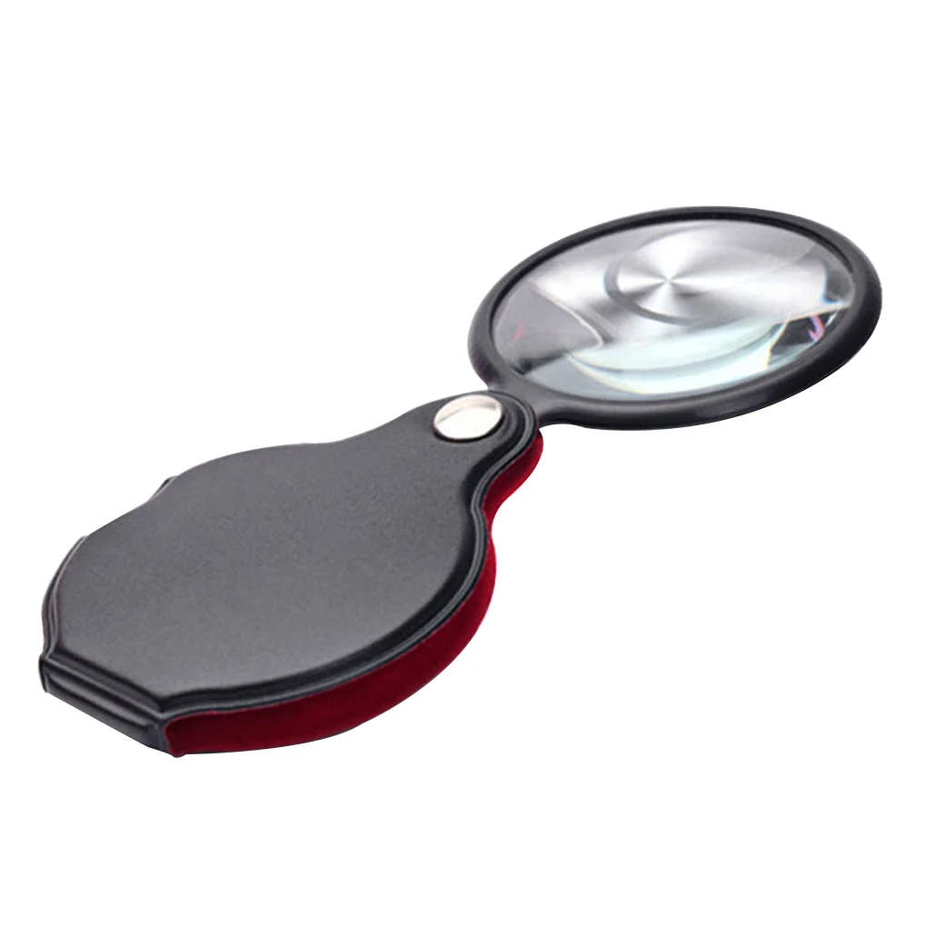 Portable Handheld Magnifier 8x Leather Magnifier Loupe Pocket