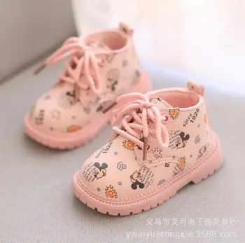 

Disney Cartoon Baby Single Boots Fashion Mickey Mouse Children Lovely Casual Shoes Pu Leather Martin Boots For Toddler Boy Girl