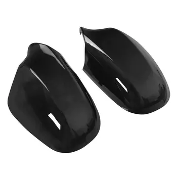 

1 Pair Mirror Covers Left & Rright Rearview Cap Bright Black ABS Durable
