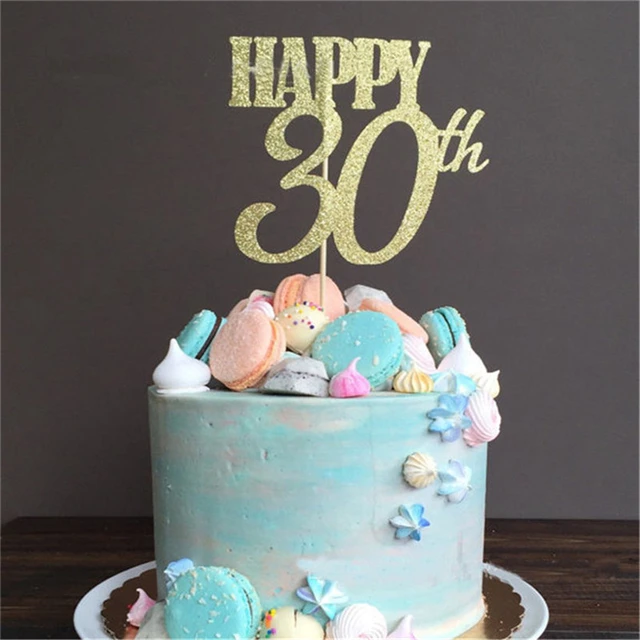 Decoración de Pastel de feliz cumpleaños para hombres y mujeres, decoración  de fiesta de cumpleaños para adultos, 30, 40, 50, 60 años, suministros de  aniversario, oro, 30, 50, 60, 1 pieza - AliExpress