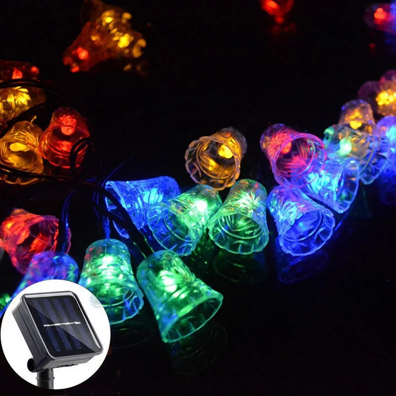 

20LED Solar Crystal Bell String Light Outdoor Waterproof Christmas Fairy Lights Garland for Party Wedding Yard Garden Decoration