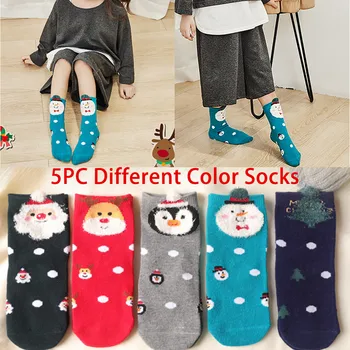 

5Pairs Child Kids Unisex Socks Cotton Christmas Terry Thicken Warm Socks calcetines skarpetki damskie носки женские sokken