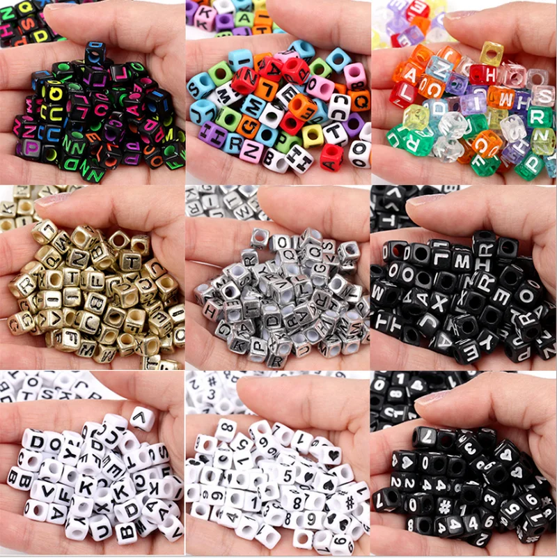 19 colors 100pcs6mm mixed letter beads square letter beads acrylic beads DIY jewelry making bracelet necklace accessories
