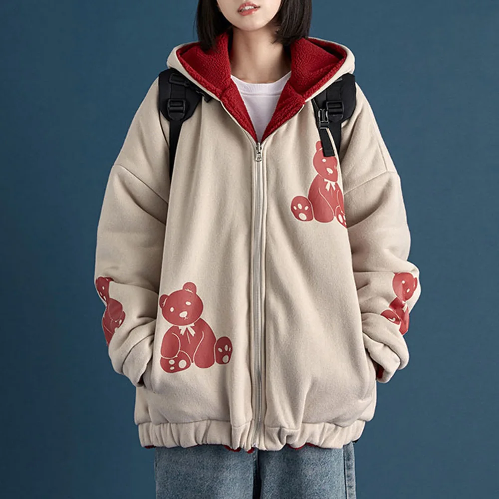 

2020 Winter Coat Jacket Women Velvet Thick Warm Overcoat Casual Basic Cotton printed Outwear Fashion Student Young Korea Japan