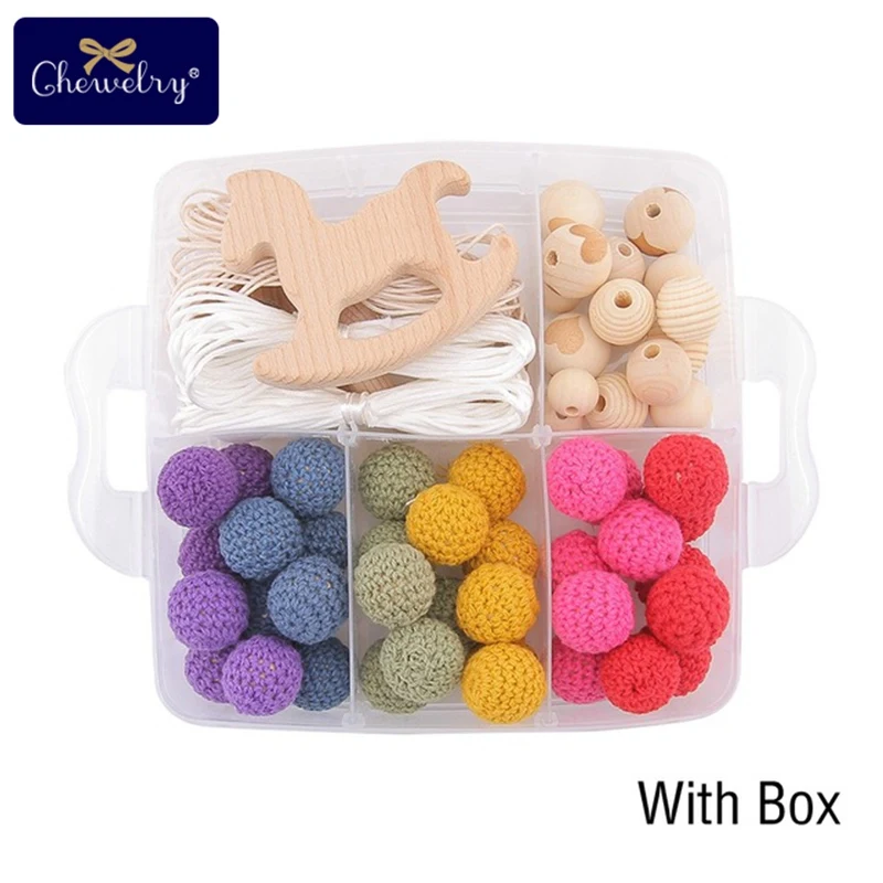 Rainbow Set-2 1 набор, детский деревянный прорезыватель, бук, соска, цепь, подвеска, вязание крючком, бисер, сделай сам, браслеты для кормления, деревянное кольцо, BPA бесплатно, детские игрушки для прорезывания зубов - Цвет: Rainbow Set-2