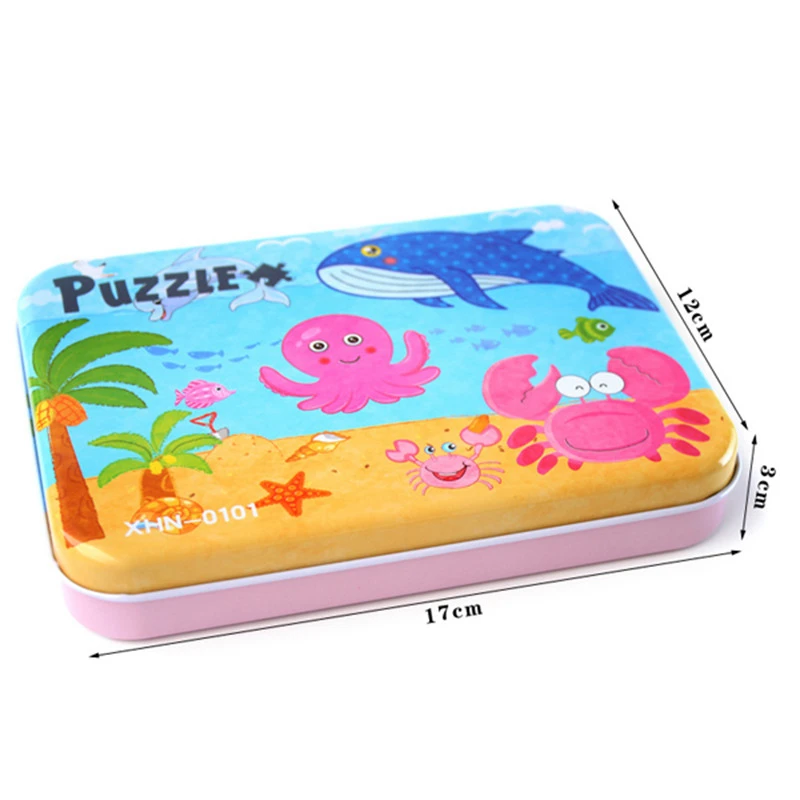 

4 in 1 Wood Wooden 3D Jigsaw Puzzle Baby Cartoon Animal Puzzles Educational Puzzle Toys for Children Kids Learning Toy Gift